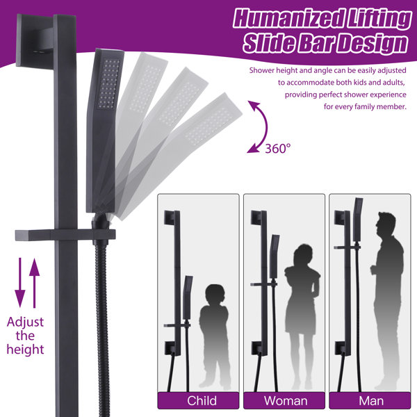 TL Luxury 3Function Complete Shower System with Slide Bar Wayfair